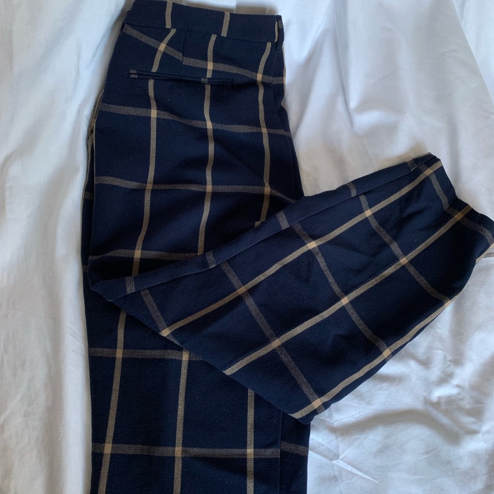 Straight legged Plaid Pants